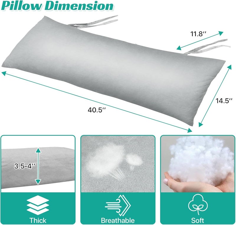 LTHCCOU Hammock Pillows Outdoor Waterproof with Ties, 40.5" L X14.5 Wx4 H Extra Large Hammock Cushion All Weather Resistance Outdoor Pillow for Hammock, Patio Furniture, Camping - Image 4